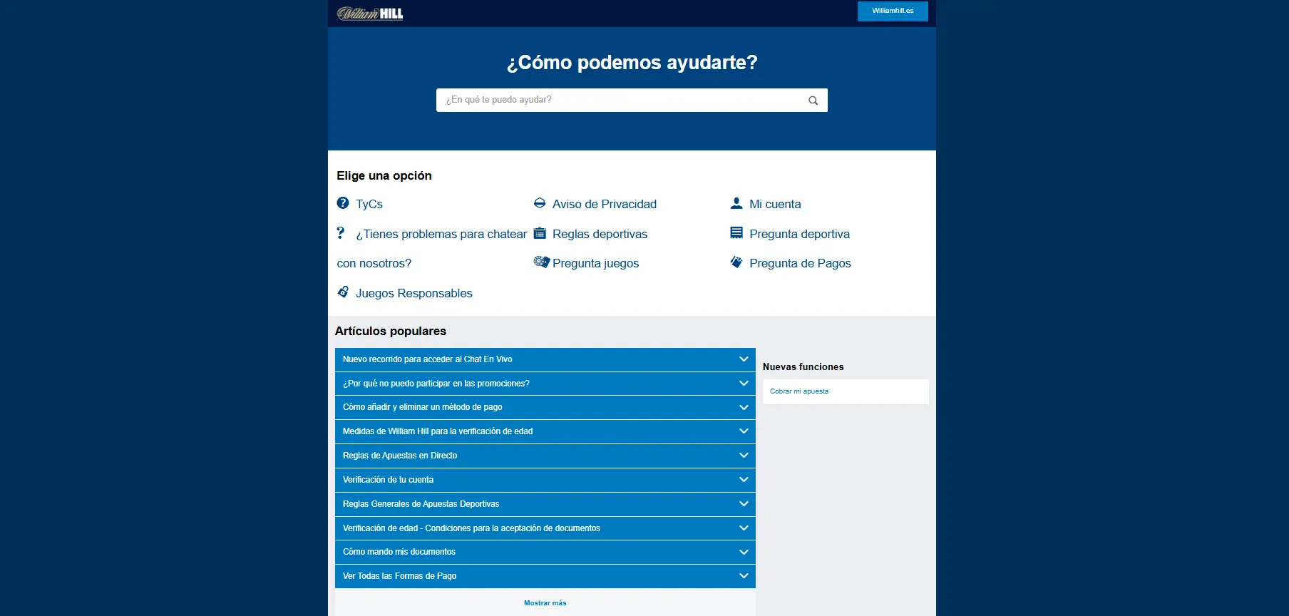 Atención al cliente de William Hill casino Atención al cliente de William Hill