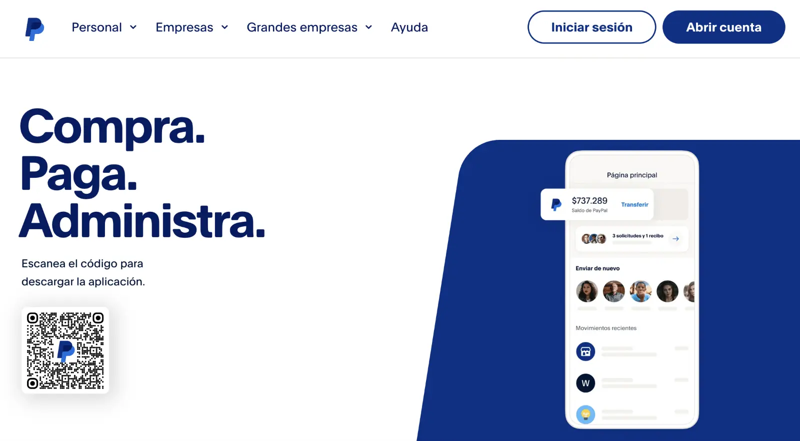 Sitio web PayPal